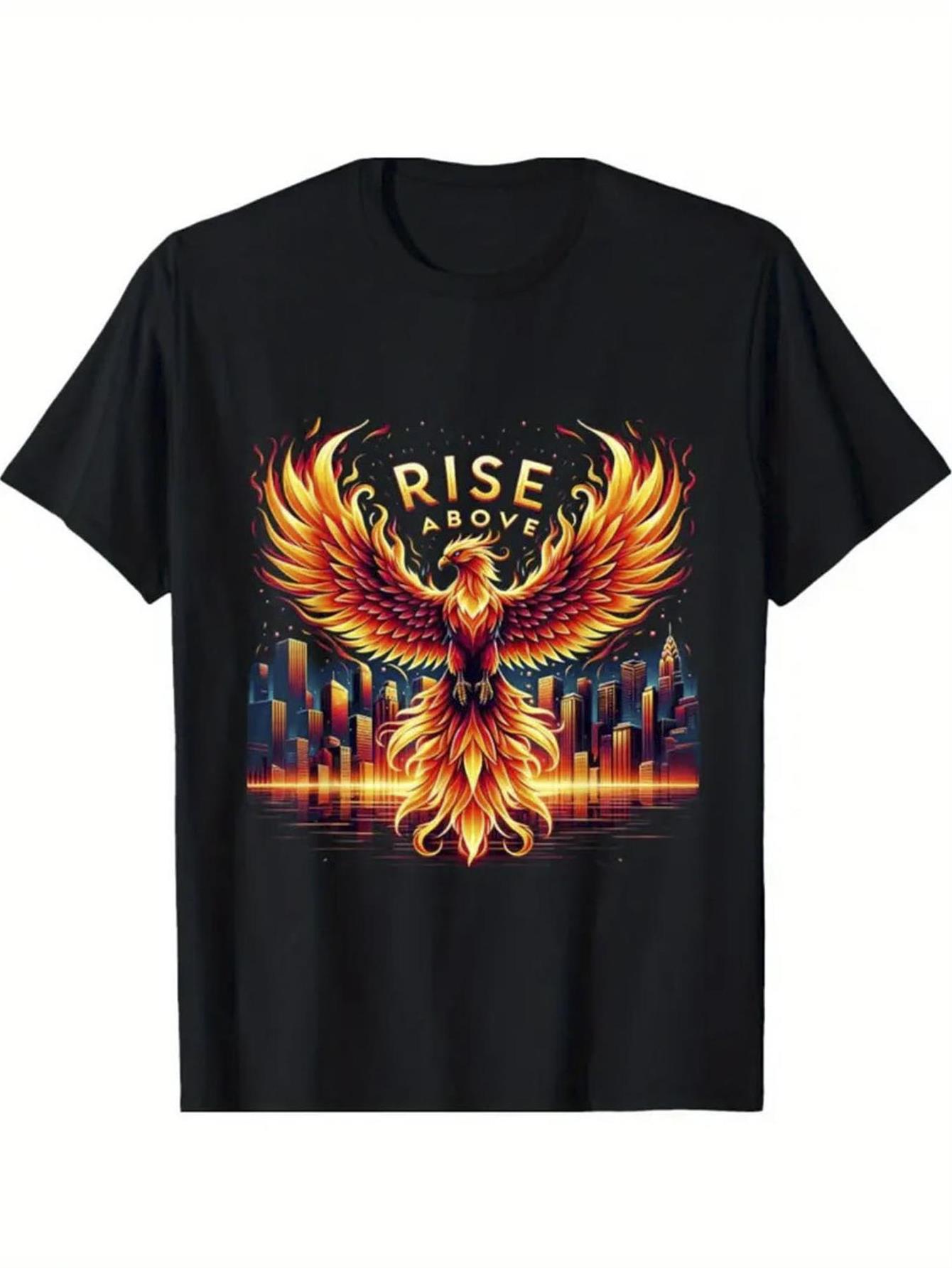 York Men'S Fashion - Men's Phoenix Flame Pattern T-Shirt -