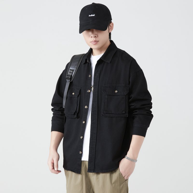 Mens Fashion Denim Jacket - Pure Cotton Tooling Shirts Men Spring