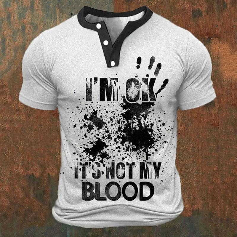 Men'S Fashion Clothing - Funny 3D Letter Print Men's Henley