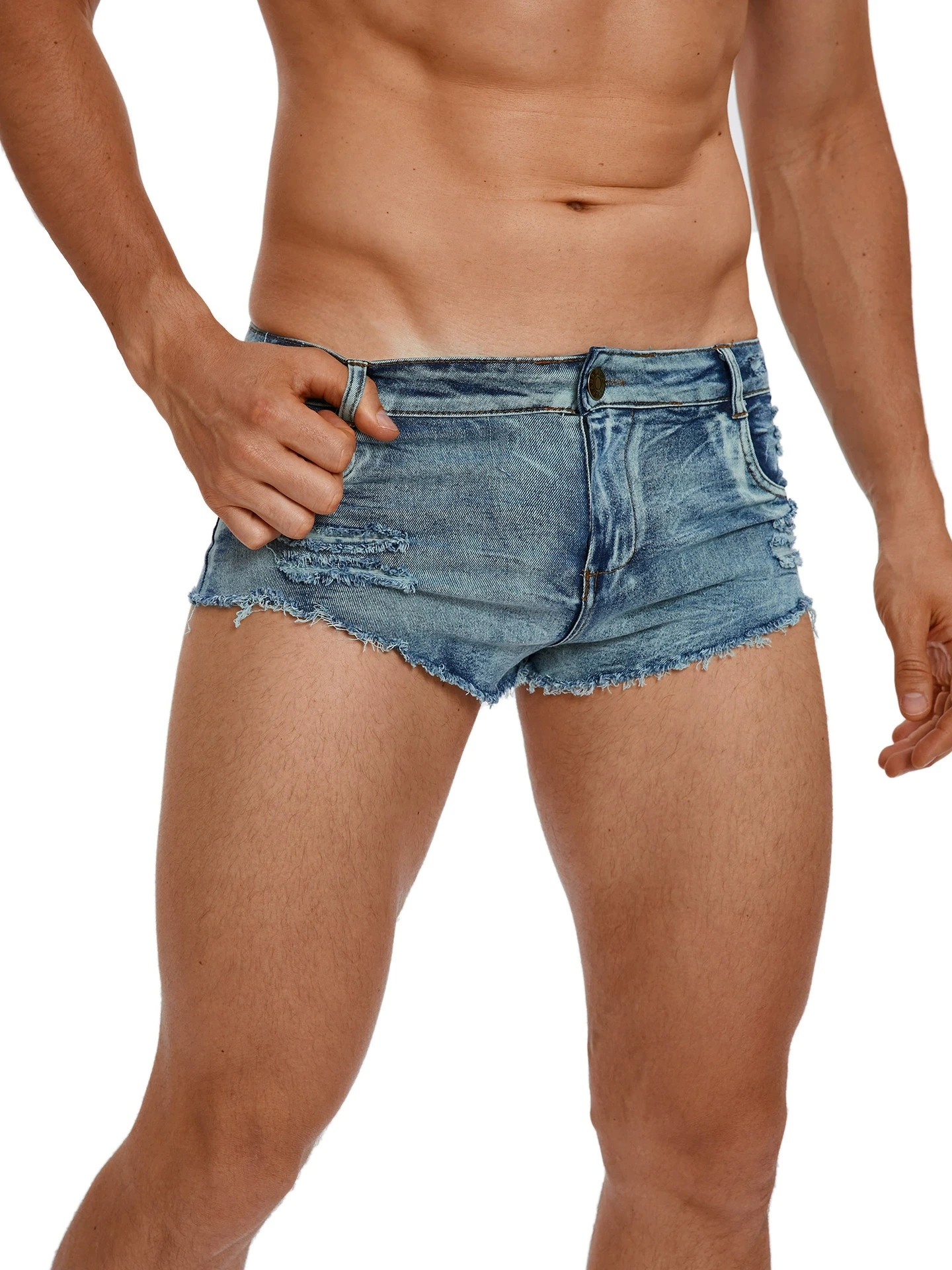 Men Fashion Jeans - Men's Low Waist Jeans Shorts Fashion