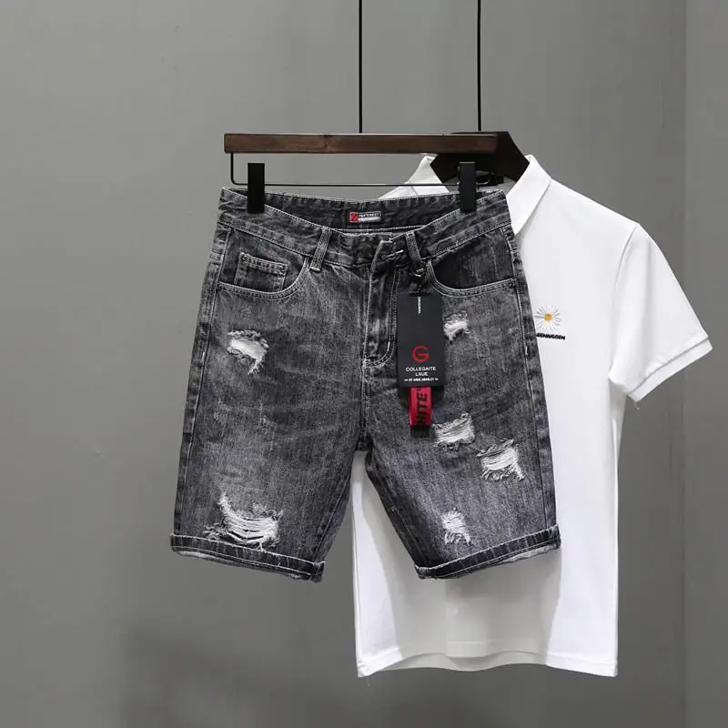 Men Fashion Jeans - Men's Short Jeans Pants Black Gray