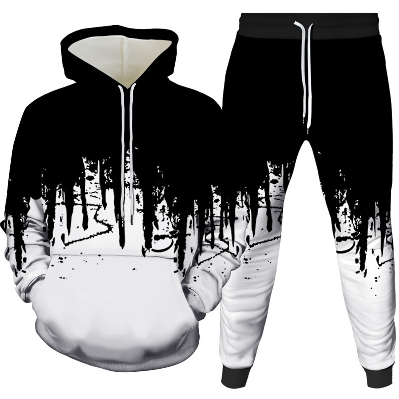 Men'S Fashion Clothing - Ink Painting 3D Printed Hoodie Pant
