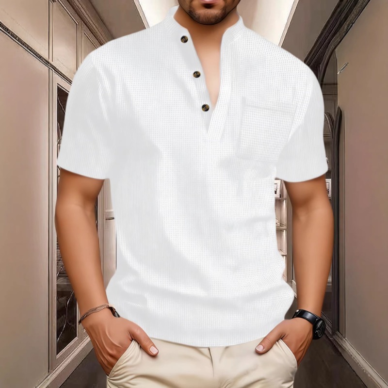 Men's Summer Casual Henley Nec - Mens Fashion Wear ulasan dan harga
