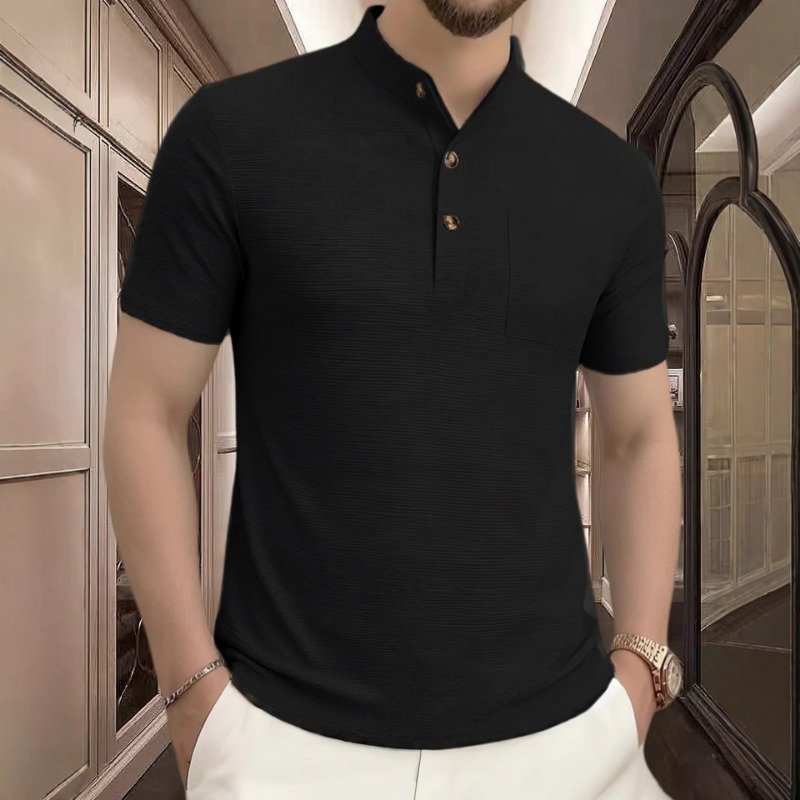Men's Summer Casual Henley Nec - Mens Fashion Wear ulasan dan harga