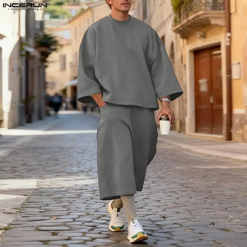 INCERUN Men Sets Solid Color B - Men'S Fashion Loose Pants ulasan dan harga