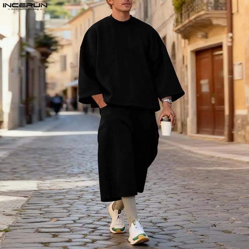 INCERUN Men Sets Solid Color B - Men'S Fashion Loose Pants ulasan dan harga