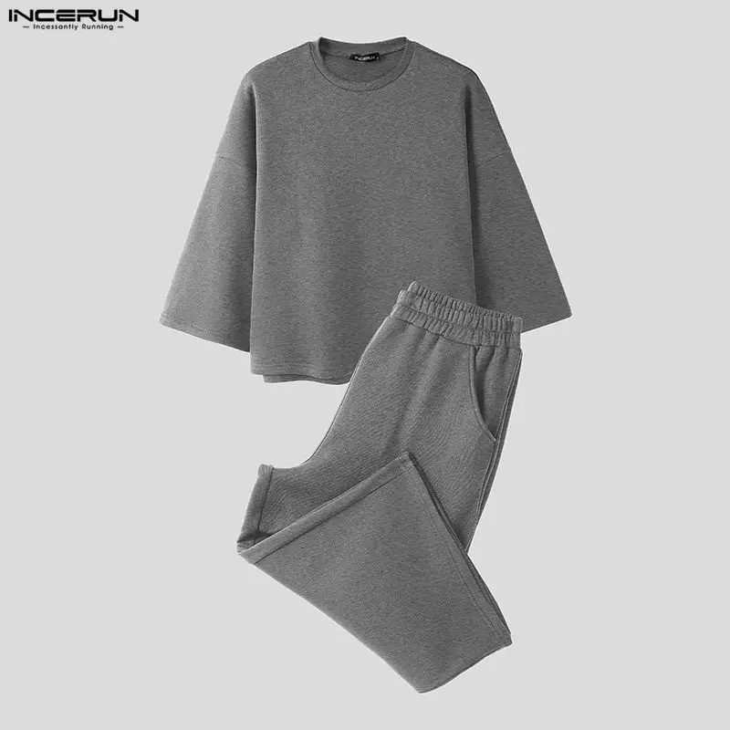 INCERUN Men Sets Solid Color B - Men'S Fashion Loose Pants ulasan dan harga