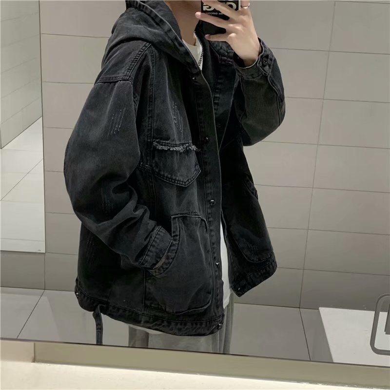 Men Solid Clothing Spring Autu - Mens Fashion Denim Jacket ulasan dan harga