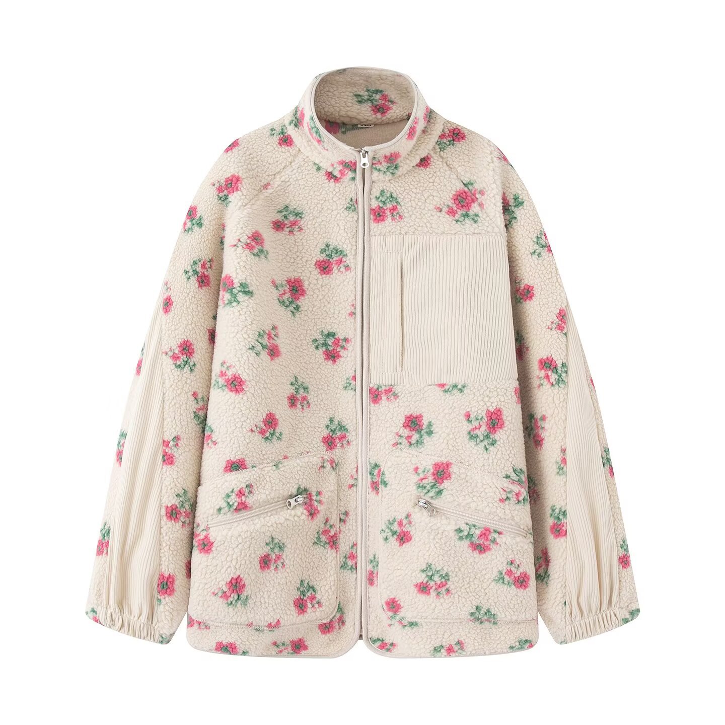 Fashion Floral Jacket For Wome - Sherpa Jacket Fleece ulasan dan harga