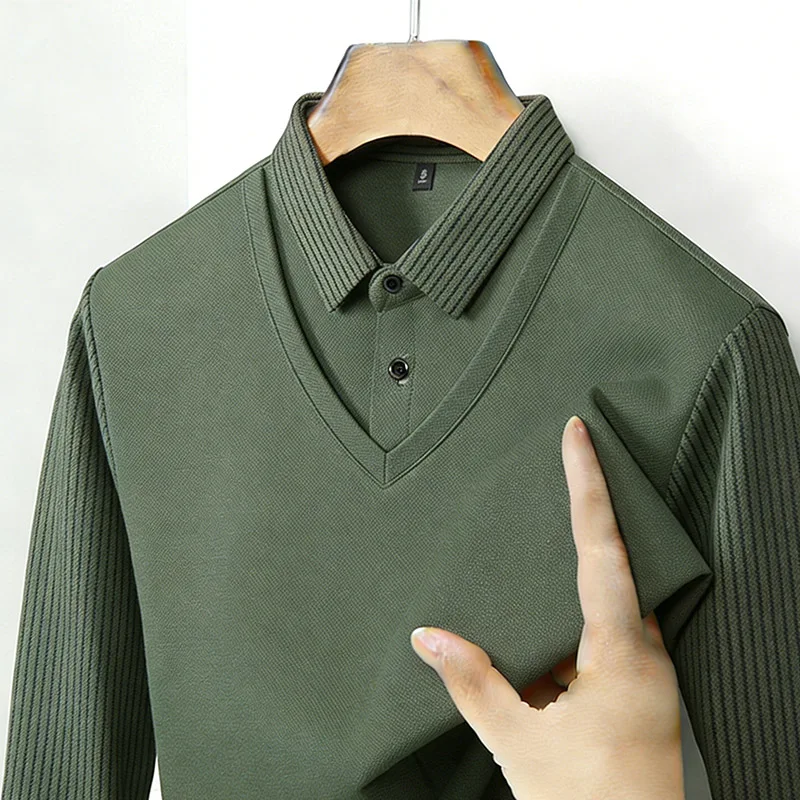 Men's Fake Two Piece Shirt Col - Mens Fashion Wear ulasan dan harga