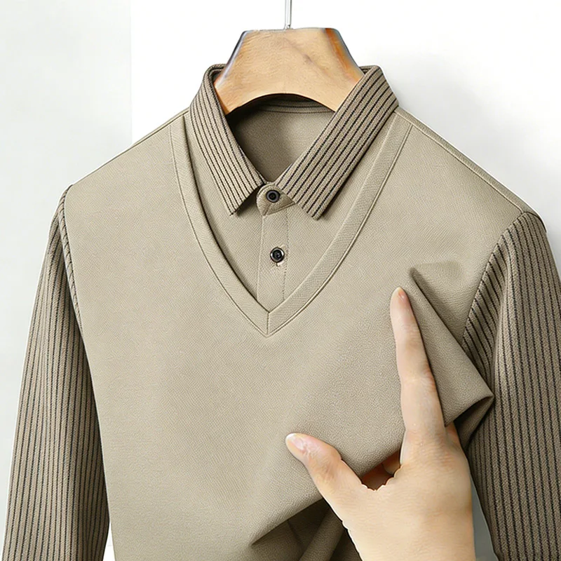 Men's Fake Two Piece Shirt Col - Mens Fashion Wear ulasan dan harga