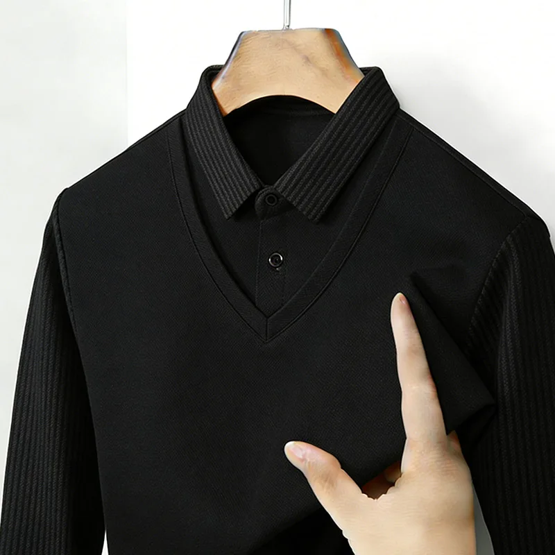 Men's Fake Two Piece Shirt Col - Mens Fashion Wear ulasan dan harga