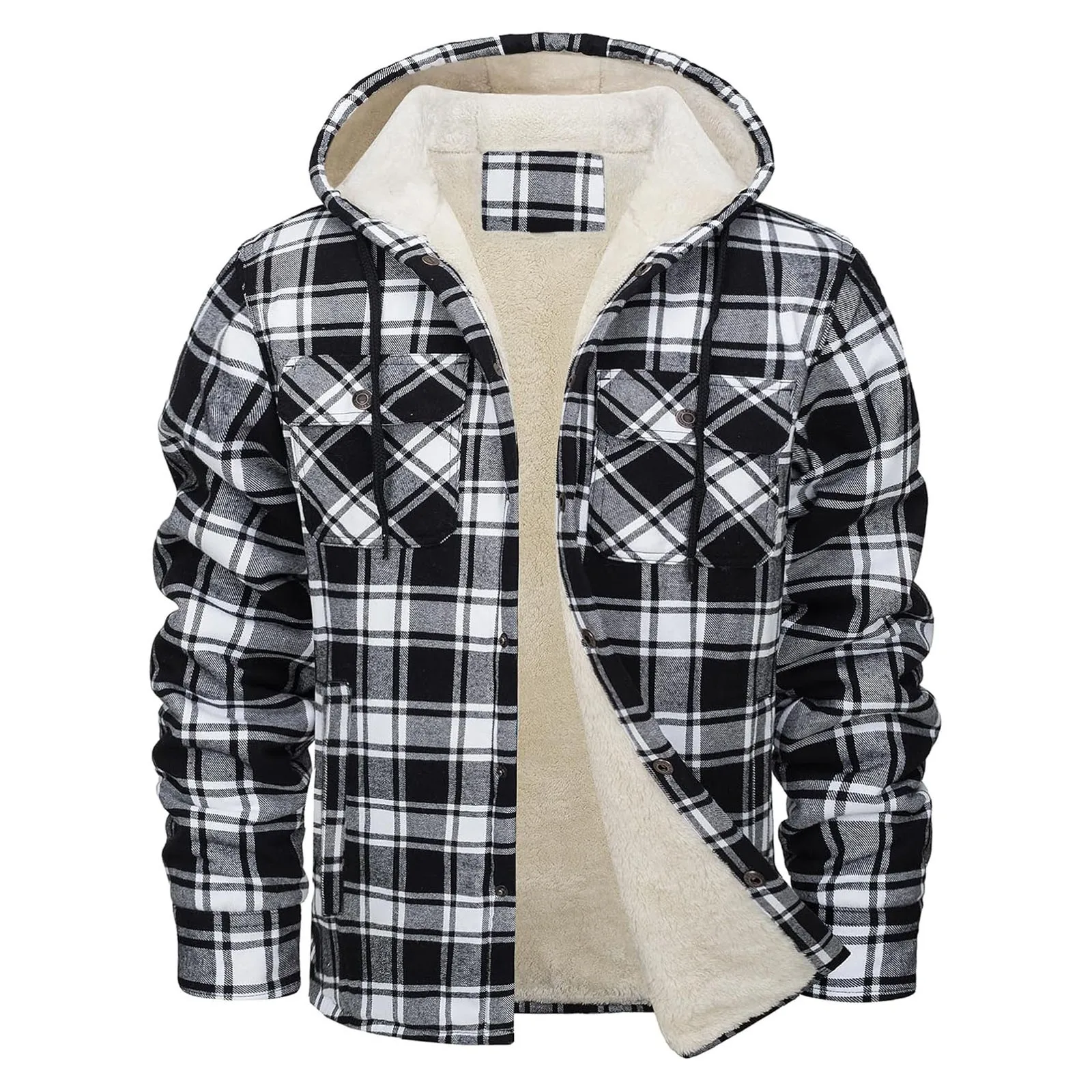 Thick Warm Flannel Hooded Jack - Sherpa Jacket Fleece ulasan dan harga
