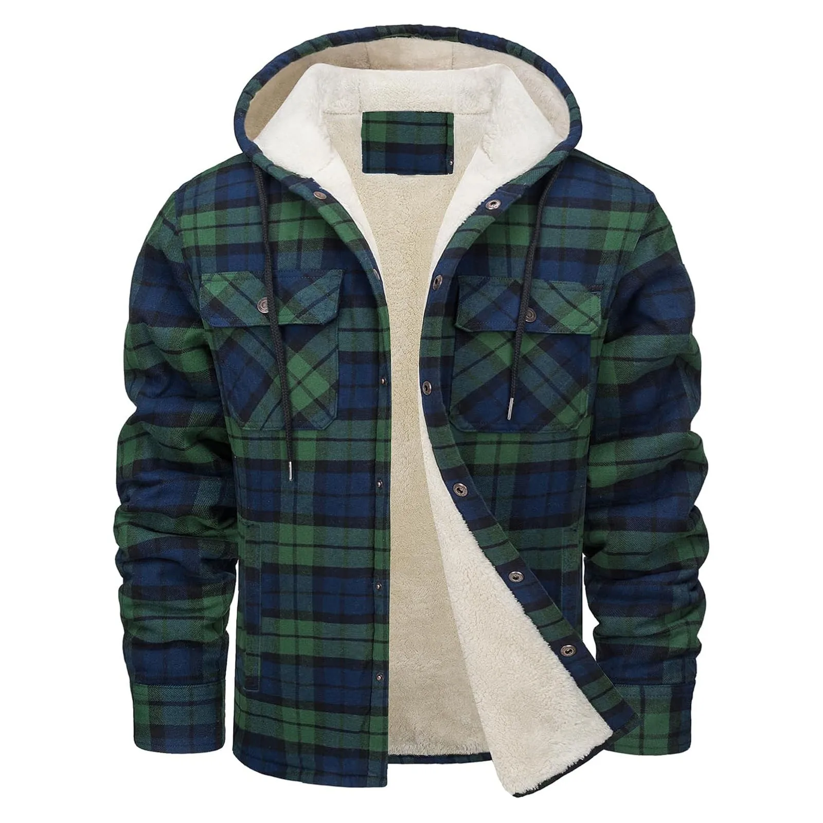 Thick Warm Flannel Hooded Jack - Sherpa Jacket Fleece ulasan dan harga