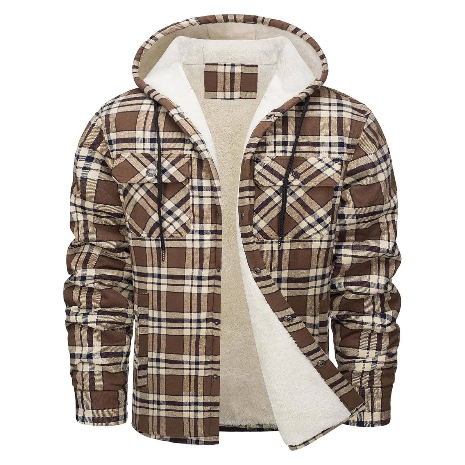 Thick Warm Flannel Hooded Jack - Sherpa Jacket Fleece ulasan dan harga