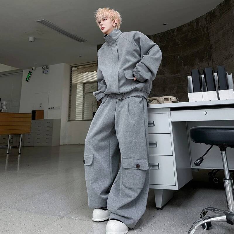 LUZHEN Color Cardigan 2026 PU  - Men'S Fashion Loose Pants ulasan dan harga