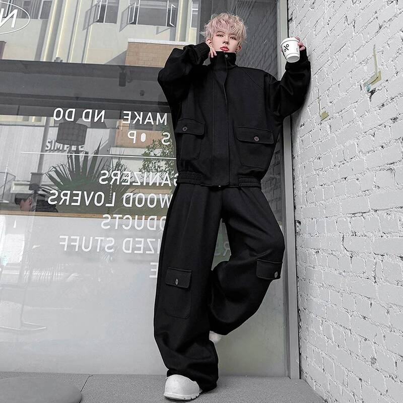 LUZHEN Color Cardigan 2026 PU  - Men'S Fashion Loose Pants ulasan dan harga