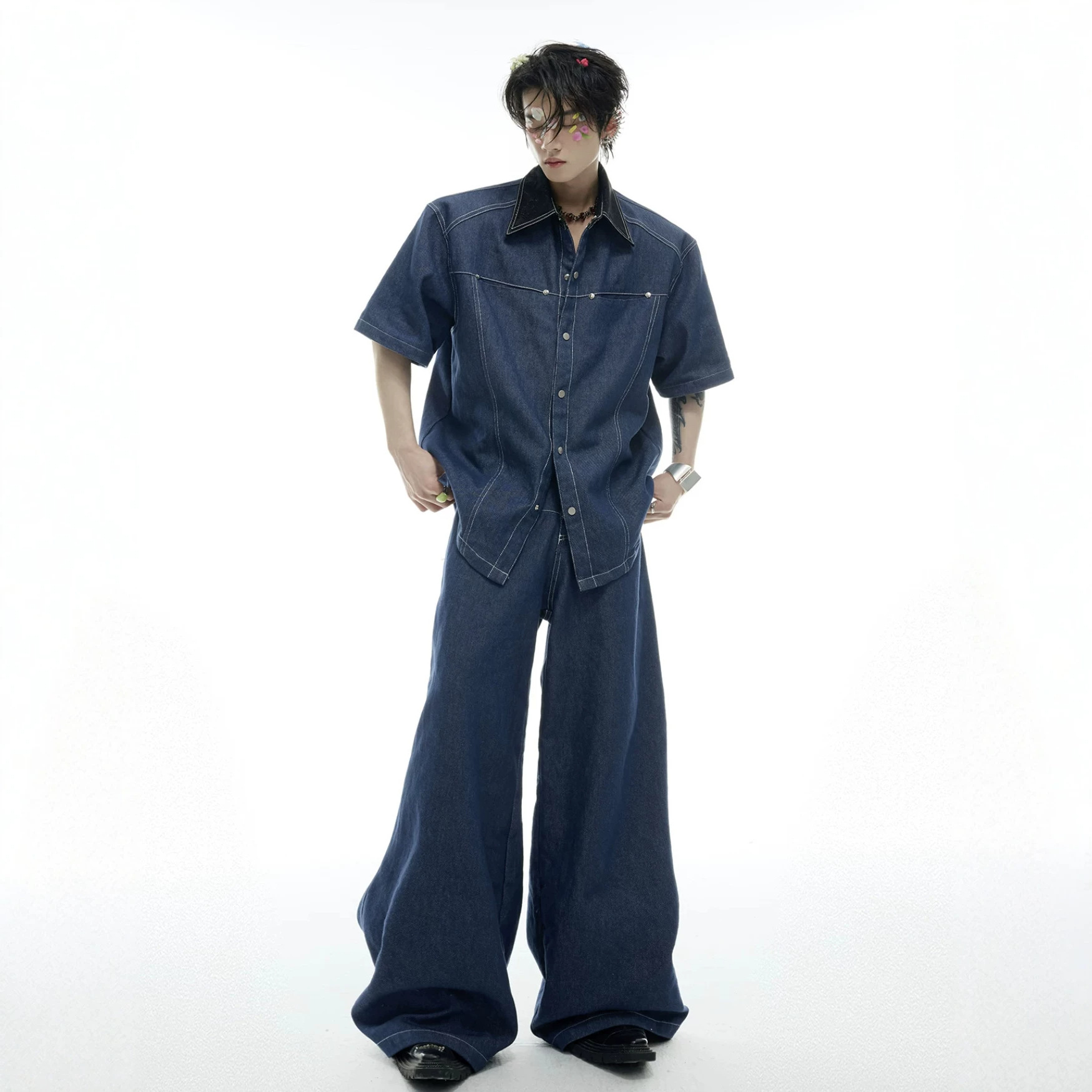 Summer Men's Denim Matching Se - Men Fashion Jeans ulasan dan harga