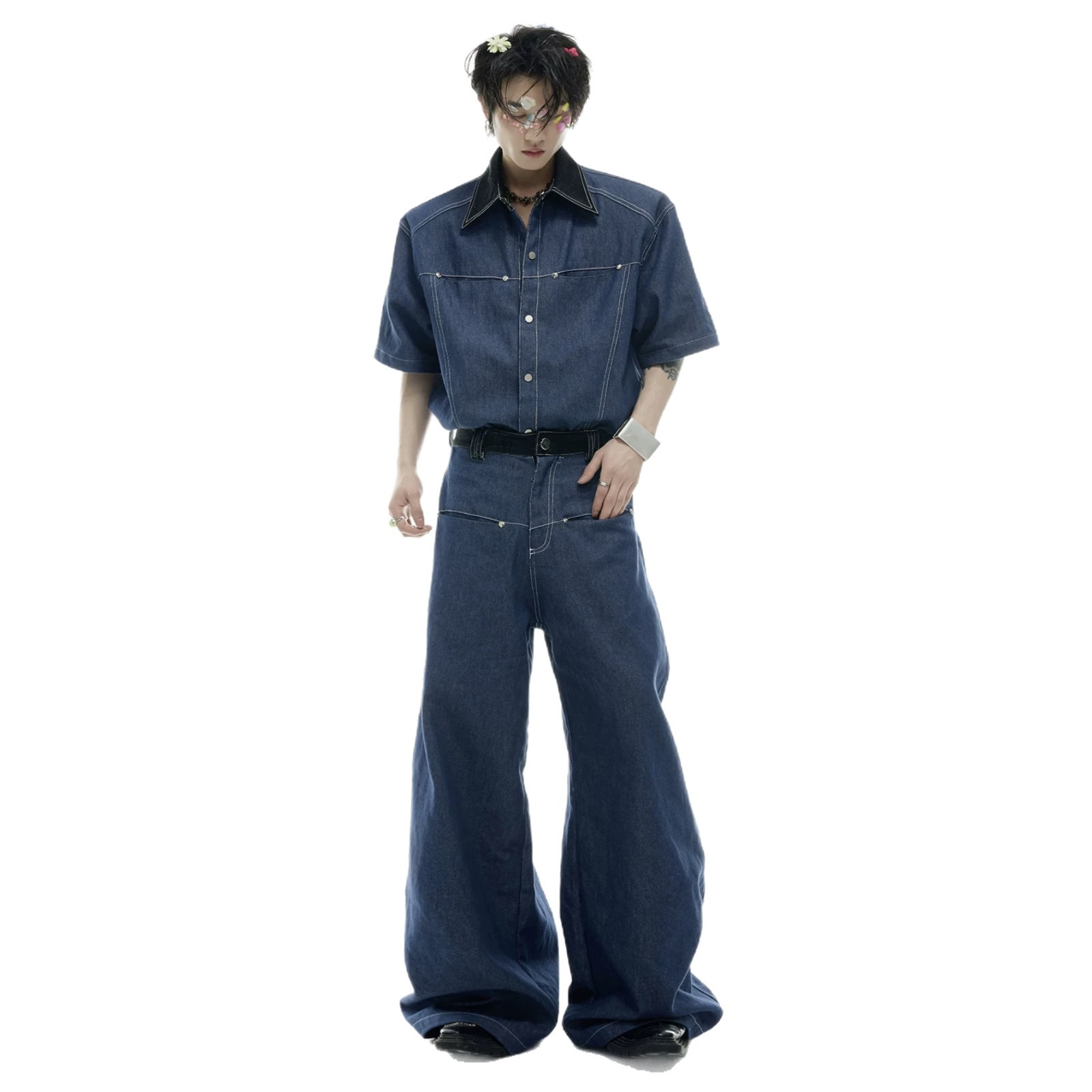 Summer Men's Denim Matching Se - Men Fashion Jeans ulasan dan harga