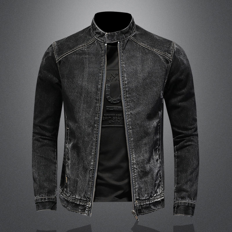 Men Vintage Stand Collar Pilot - Mens Fashion Denim Jacket ulasan dan harga