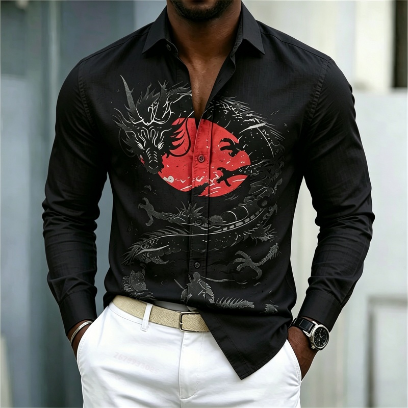 2026 New Men's Shirt White Bla - Mens Fashion Wear ulasan dan harga