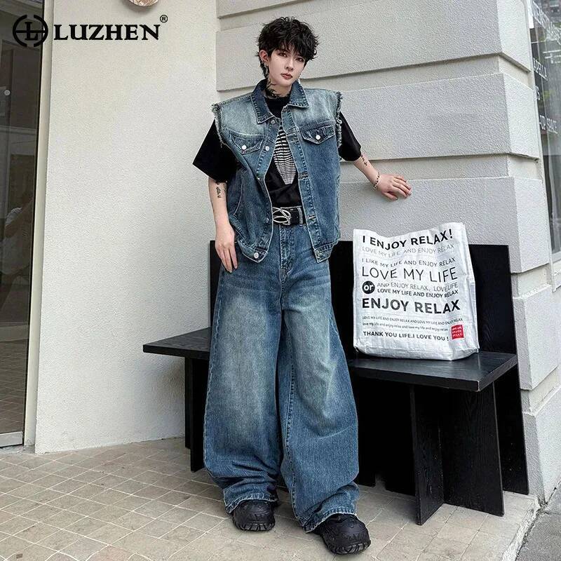 LUZHEN 2026 Summer Denim Two-p - Men Fashion Jeans ulasan dan harga