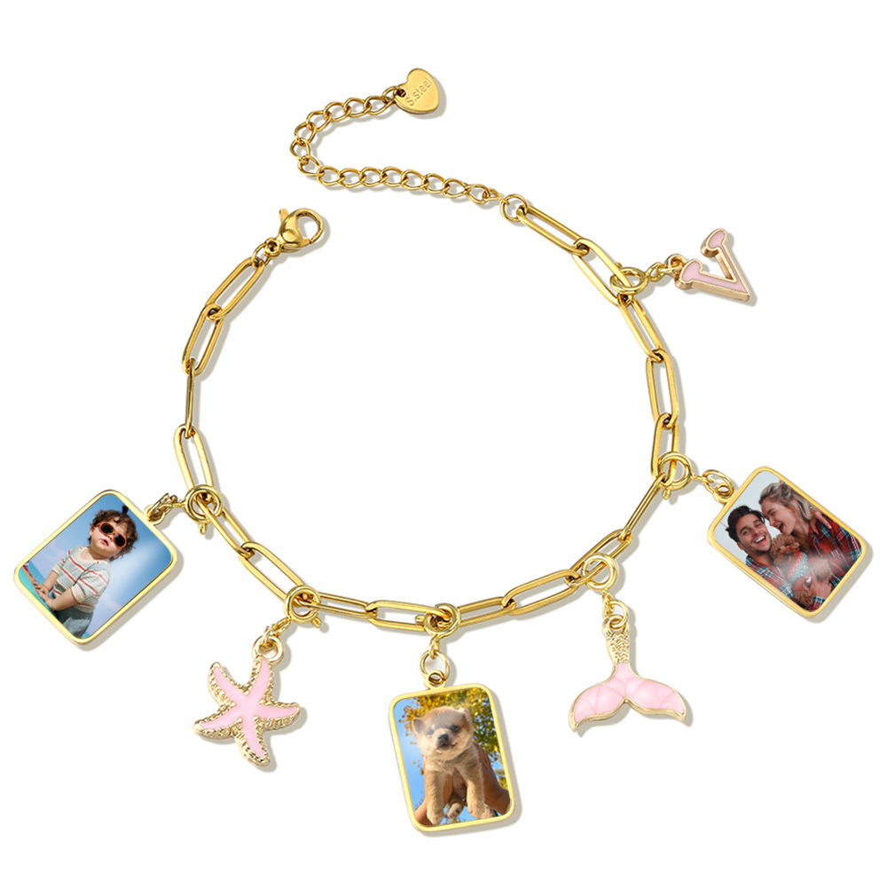 Customized Photo Letter Flag P - Men'S Fashion Jewelry Bracelets ulasan dan harga