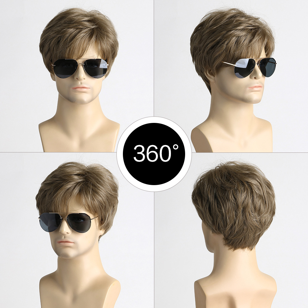 Synthetic Short Brown Wig for  - Men'S Fashion Looks 2026 ulasan dan harga