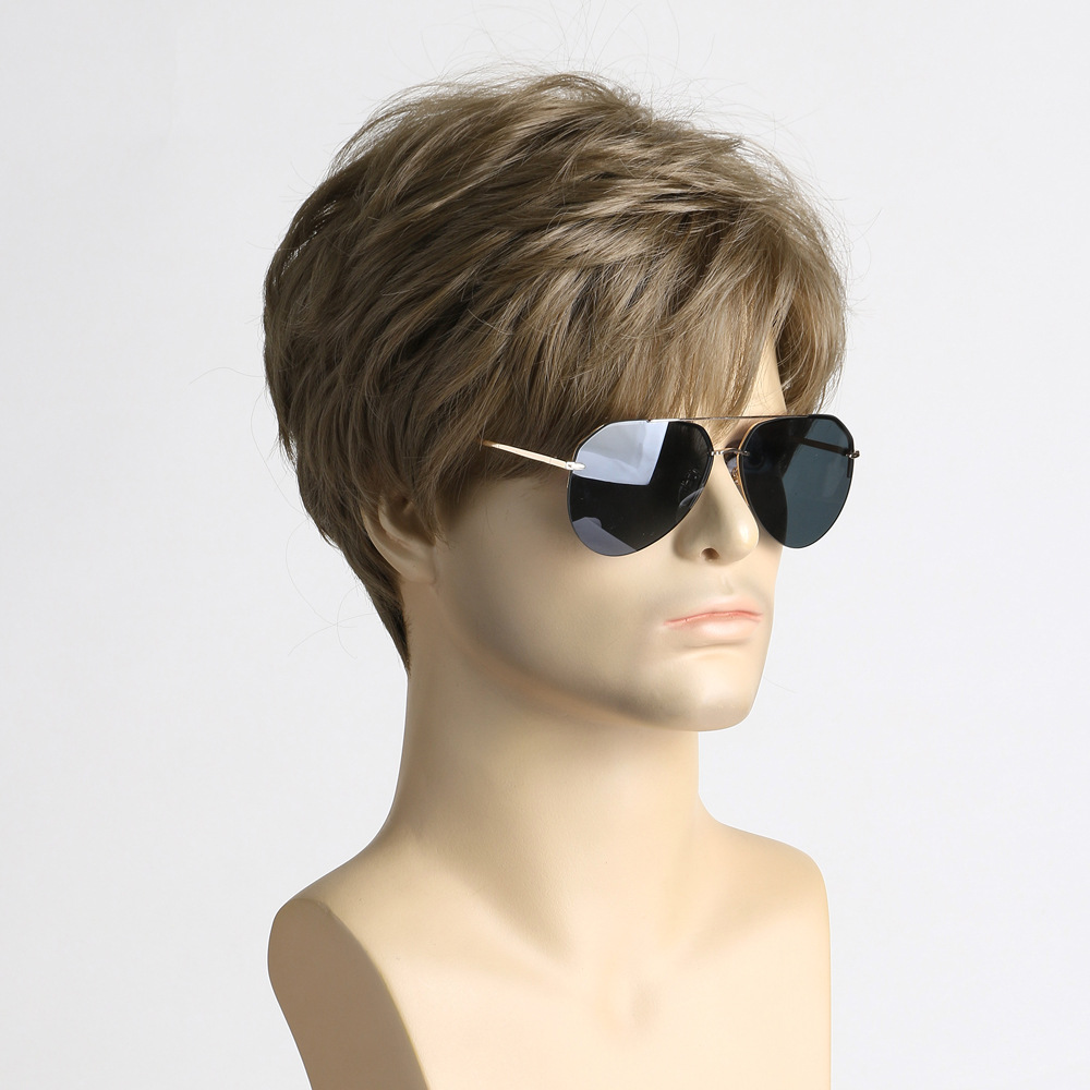 Synthetic Short Brown Wig for  - Men'S Fashion Looks 2026 ulasan dan harga