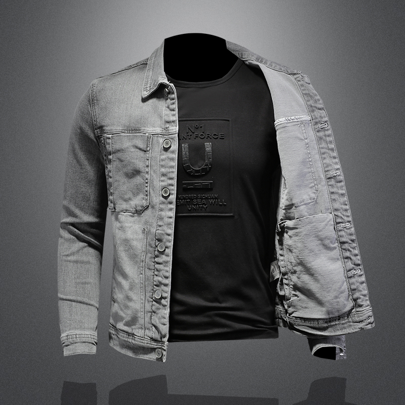Fashion Denim Jacket Men Cotto - Mens Fashion Denim Jacket ulasan dan harga