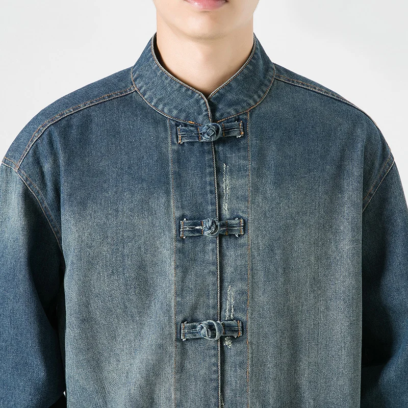 Chinese Style Denim Jacket Men - Mens Fashion Denim Jacket ulasan dan harga
