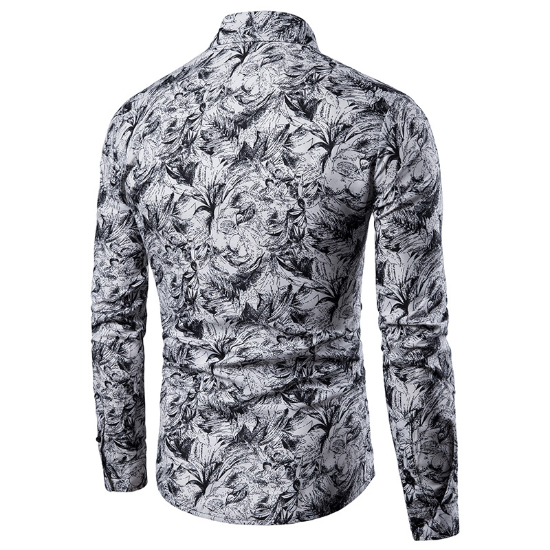 Mens Printed Lapel Long Sleeve - Mens Fashion Wear ulasan dan harga