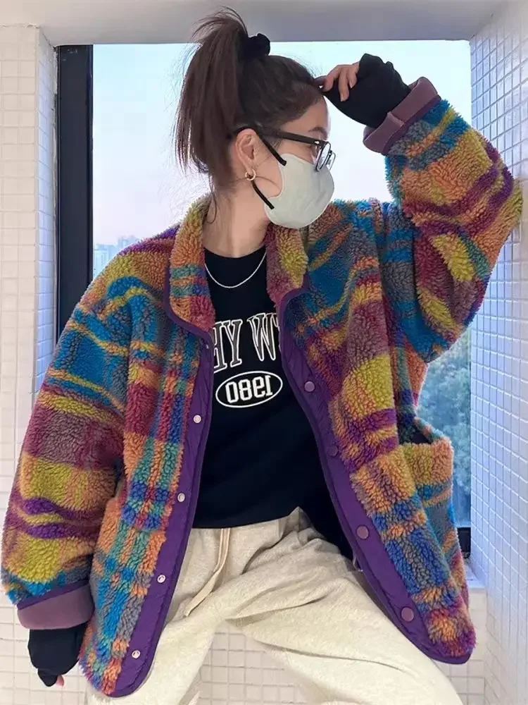Women Coat Polar Fleece Plaid  - Sherpa Jacket Fleece ulasan dan harga