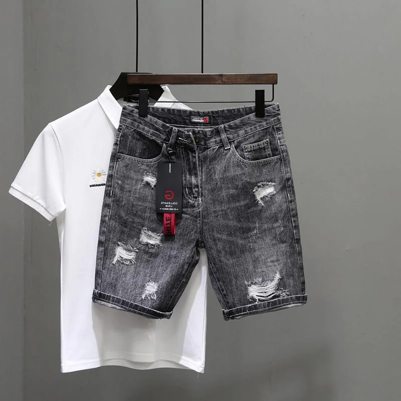 Men's Short Jeans Pants Black  - Men Fashion Jeans ulasan dan harga