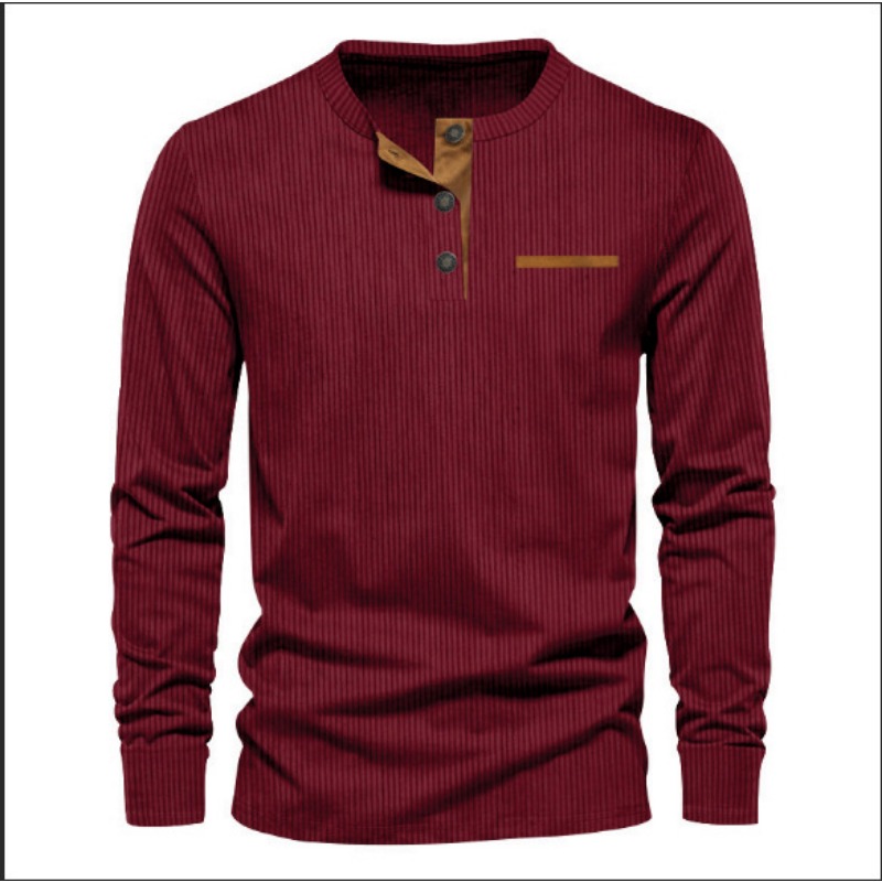Men's Corduroy Henley Neck Lon - Mens Fashion Wear ulasan dan harga