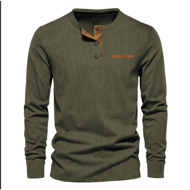 Men's Corduroy Henley Neck Lon - Mens Fashion Wear ulasan dan harga